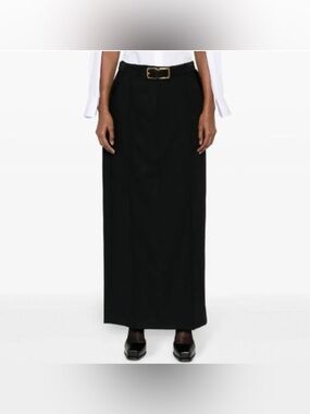 BETTTER Side Ribbed Maxi Skirt Black 100% Wool NWT BrownsDrop S Upcycled Minimal
